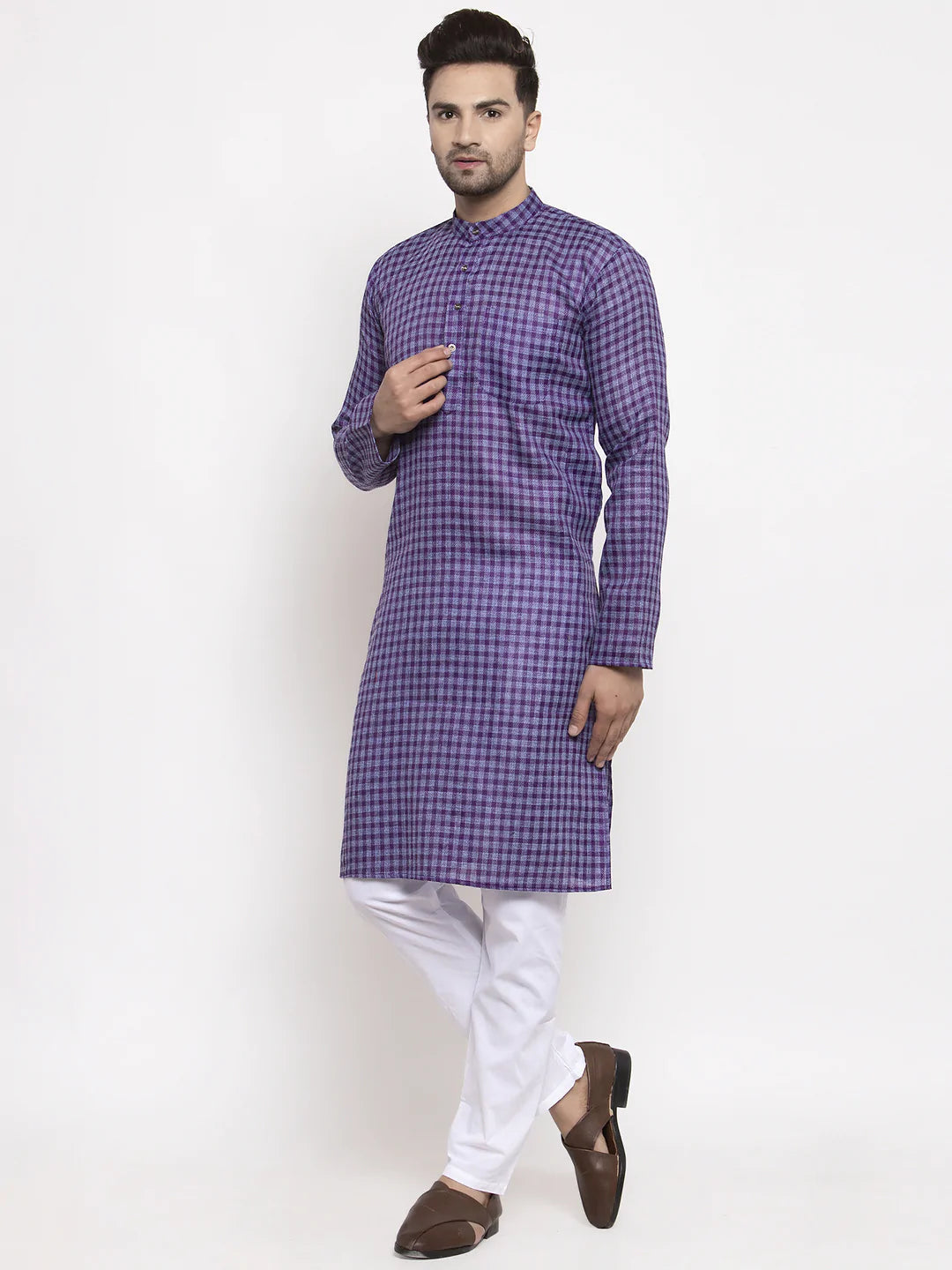 Jompers Men's Purple Woven Kurta Payjama Sets ( JOKP 622 Purple )