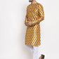 Jompers Men's Yellow Printed Kurta Only ( KO 624 Yellow )