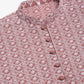 Men's Coral Red & White Embroidered Straight Kurta Pyjama Set ( JOKP 626 Coral )