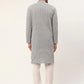 Men's Grey & White Embroidered Straight Kurta Pyjama Set ( JOKP 626 Grey )