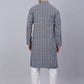 Men's Navy Blue & White embroidered Straight Kurta Pyjama Set ( JOKP 626 Navy )