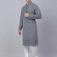 Men's Navy Blue & White embroidered Straight Kurta Pyjama Set ( JOKP 626 Navy )