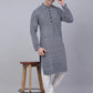 Men's Navy Blue & White embroidered Straight Kurta Pyjama Set ( JOKP 626 Navy )