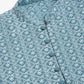 Men's Teal Blue & White embroidered Straight Kurta Pyjama Set ( JOKP 626 Teal )
