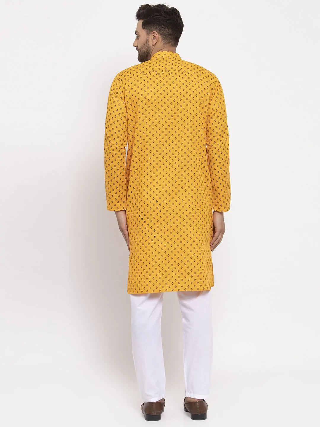 Jompers Men Yellow Printed Kurta Only ( KO 627 Yellow )