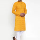 Jompers Men Mustard Printed Straight Kurta ( JOKP 628 Mustard )