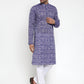 Jompers Men Purple Printed Straight Kurta (JOKP 628 Purple)