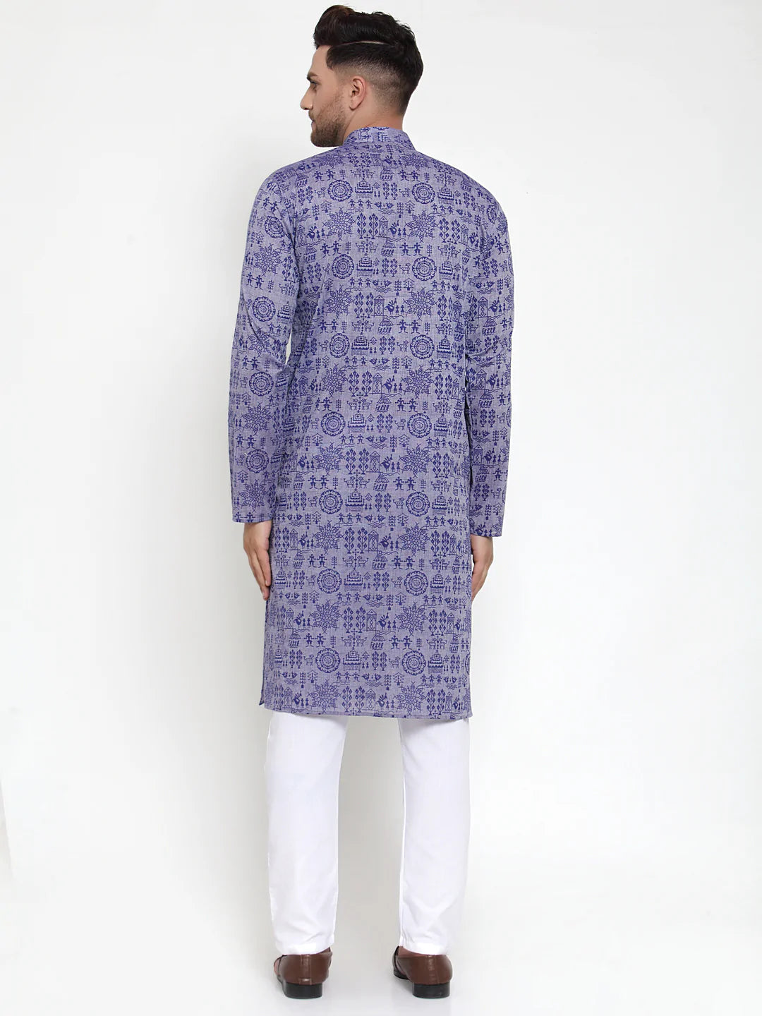 Jompers Men Purple Printed Straight Kurta (JOKP 628 Purple)