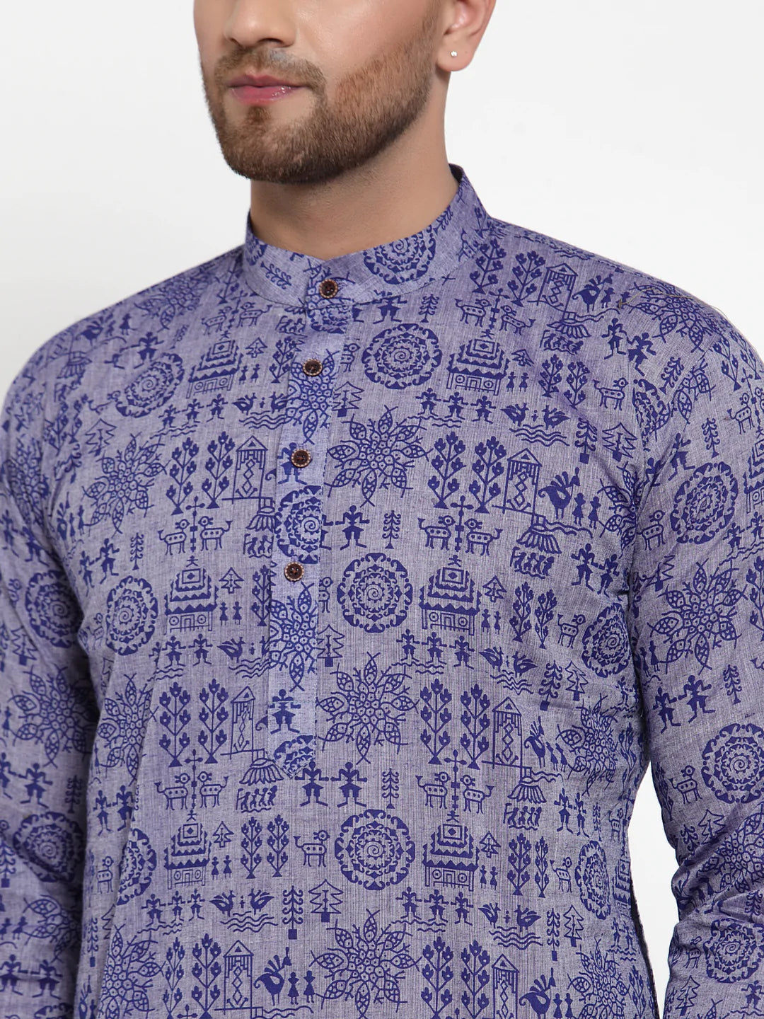 Jompers Men Purple Printed Straight Kurta (JOKP 628 Purple)