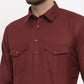 Jompers Men Maroon Solid Kurta with White Pyjamas ( JOKP 630 Maroon )