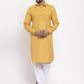 Jompers Men Mustard Solid Kurta with White Pyjamas ( JOKP 630 Mustard )