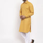 Jompers Men Mustard Solid Kurta with White Pyjamas ( JOKP 630 Mustard )