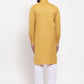 Jompers Men Mustard Solid Kurta with White Pyjamas ( JOKP 630 Mustard )