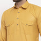 Jompers Men Mustard Solid Kurta with White Pyjamas ( JOKP 630 Mustard )