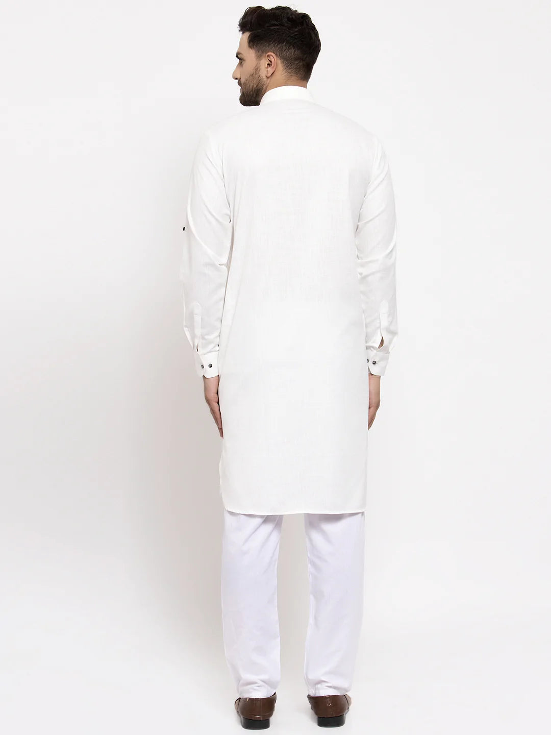 Jompers Men Off-White Solid Kurta with Pyjamas ( JOKP 630 Off-White)