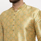 Jompers Men Green & Gold-Toned Woven Design Kurta with Pyjamas ( JOKP 632 Green )