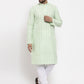 Jompers Men Mint Green Embroidered Kurta with Pyjamas ( JOKP 633 Green )