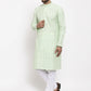 Jompers Men Mint Green Embroidered Kurta with Pyjamas ( JOKP 633 Green )
