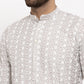Jompers Light Grey Embroidered Kurta with Pyjamas ( JOKP 633 Grey )