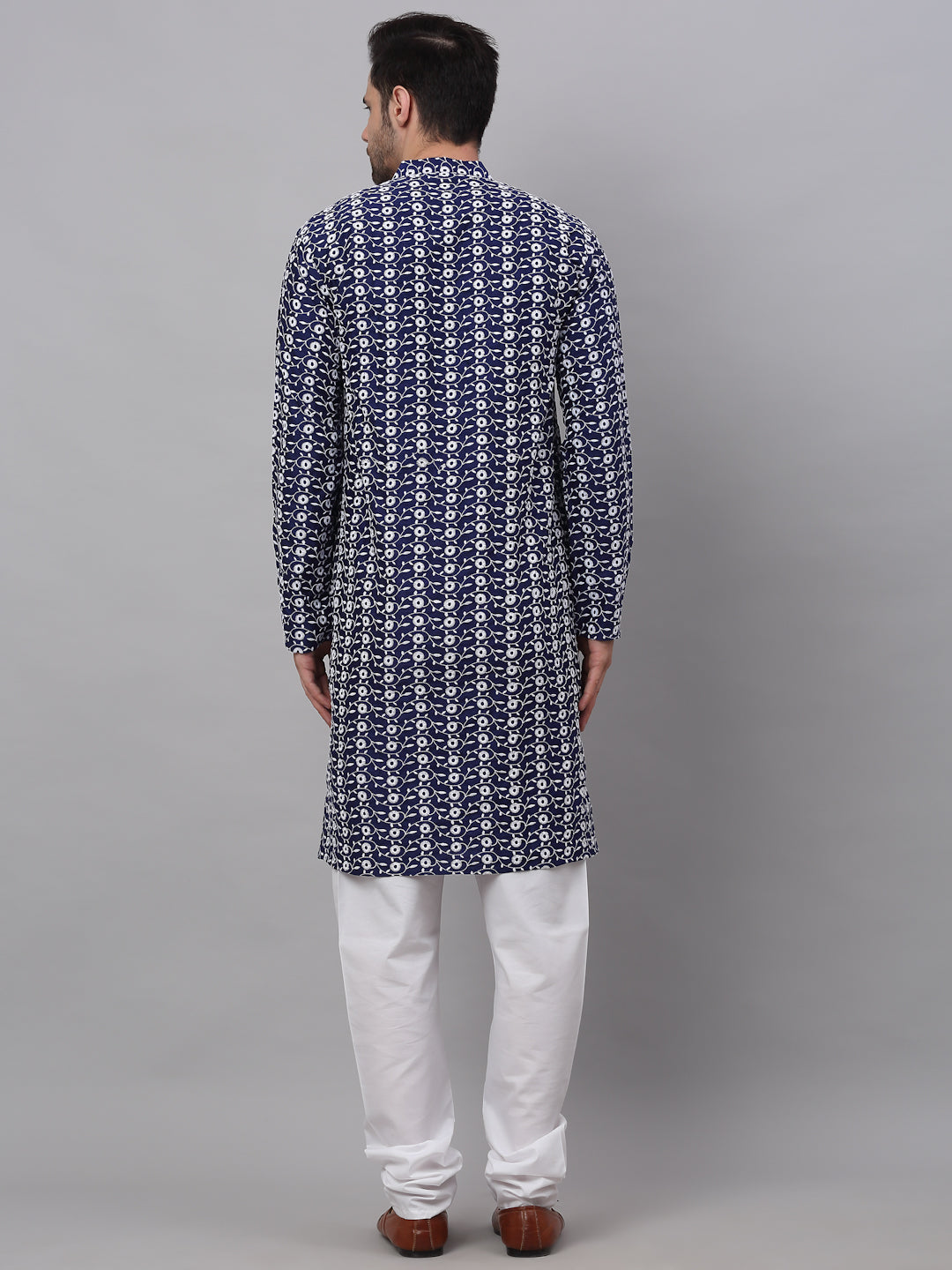 Jompers Men's Emroidered Kurta Payjama Sets ( JOKP 633Navy )