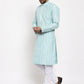 Jompers Men Turquoise Blue Embroidered Kurta with Pyjamas ( JOKP 633 Sky )
