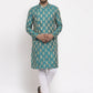 Jompers Men Green Jacquard Kurta with Churidar ( JOKP 634 Green )