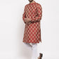 Jompers Men Maroon Jacquard Kurta with Churidar ( JOKP 634 Maroon )