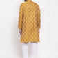 Jompers Men Mustard Yellow & White Jacquard Kurta with Churidar ( JOKP 634 Mustard )