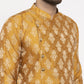 Jompers Men Mustard Yellow & White Jacquard Kurta with Churidar ( JOKP 634 Mustard )