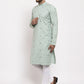 Jompers Men's Green Printed Cotton Kurta Payjama Sets ( JOKP 635 Green )