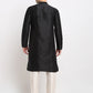 Jompers Men's Black Solid Dupion Silk Kurta Payjama Set ( JOKP 636 Black )