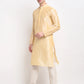 Jompers Men's Golden Solid Dupion Silk Kurta Payjama Set ( JOKP 636 Golden )