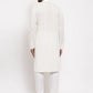Jompers Men Cream Embroidered Kurta with Pyjamas ( JOKP 640 Cream )