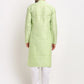 Jompers Men Green Chikankari Kurta with Churidar ( JOKP 641 Green )
