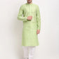Jompers Men Green Chikankari Kurta with Churidar ( JOKP 641 Green )
