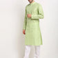 Jompers Men Green Chikankari Kurta with Churidar ( JOKP 641 Green )