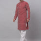 Jompers Men Maroon Chikankari Kurta with Churidar ( JOKP 641 Maroon )