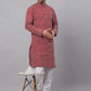 Jompers Men Maroon Chikankari Kurta with Churidar ( JOKP 641 Maroon )