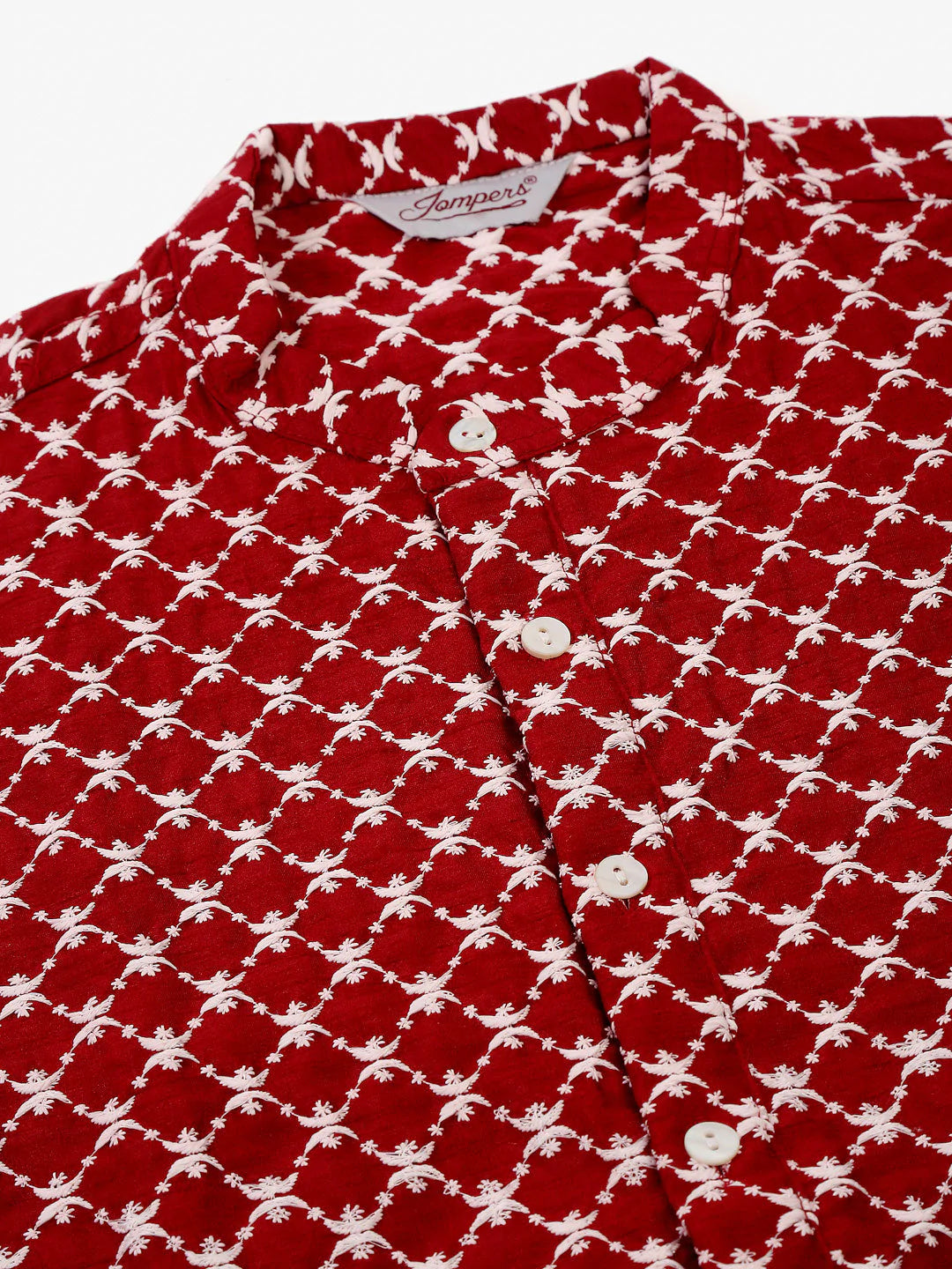 Jompers Men Maroon Chikankari Kurta with Churidar ( JOKP 641 Maroon )