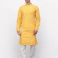 Jompers Men Mustard Chikankari Kurta with Churidar ( JOKP 641 Mustard )