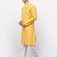 Jompers Men Mustard Chikankari Kurta with Churidar ( JOKP 641 Mustard )