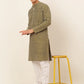 Jompers Men Olive Green Chikankari Kurta with Churidar ( JOKP 641 Olive )