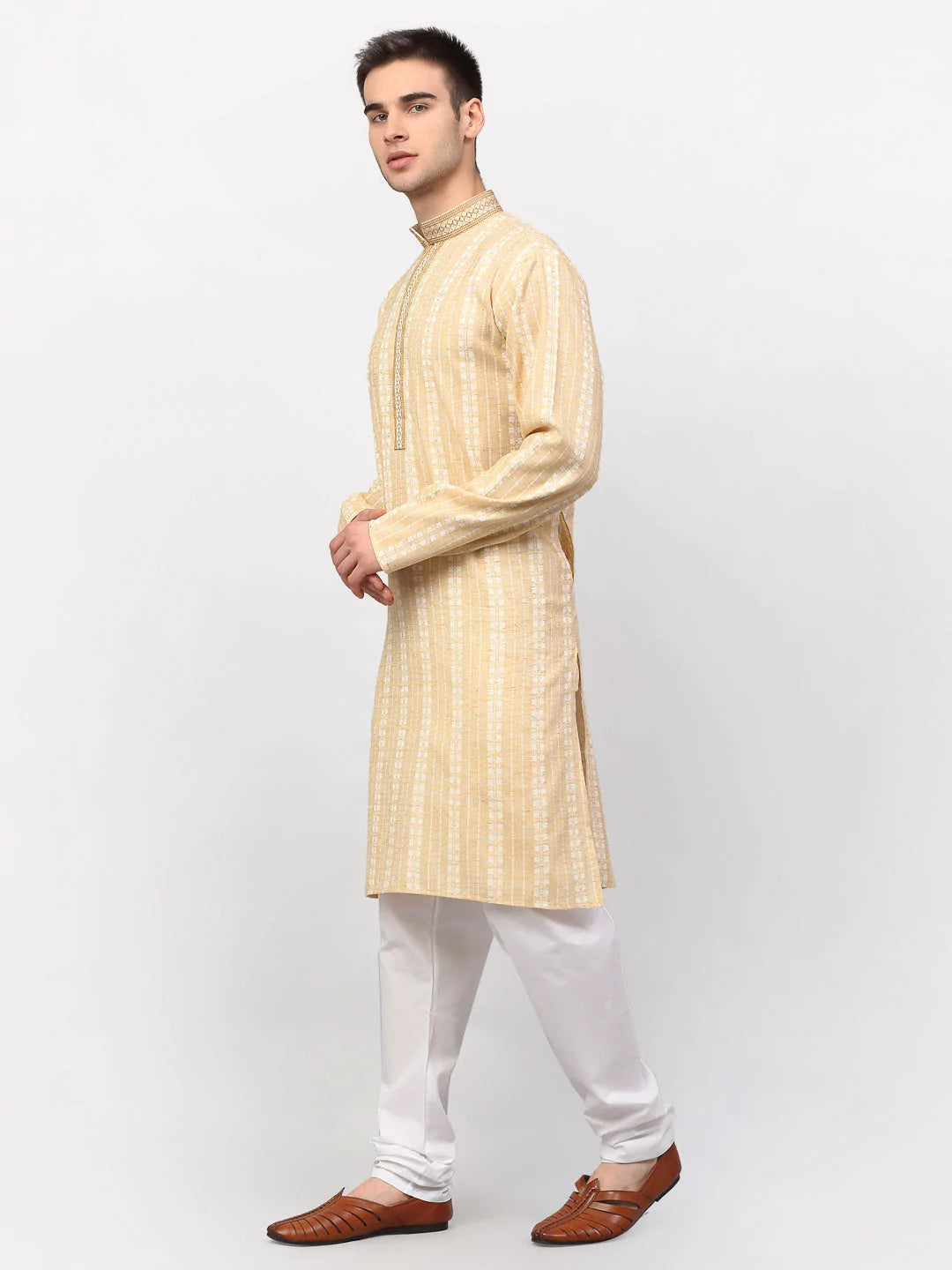 Jompers Men's Beige Woven Kurta Only ( KO 642 Beige )