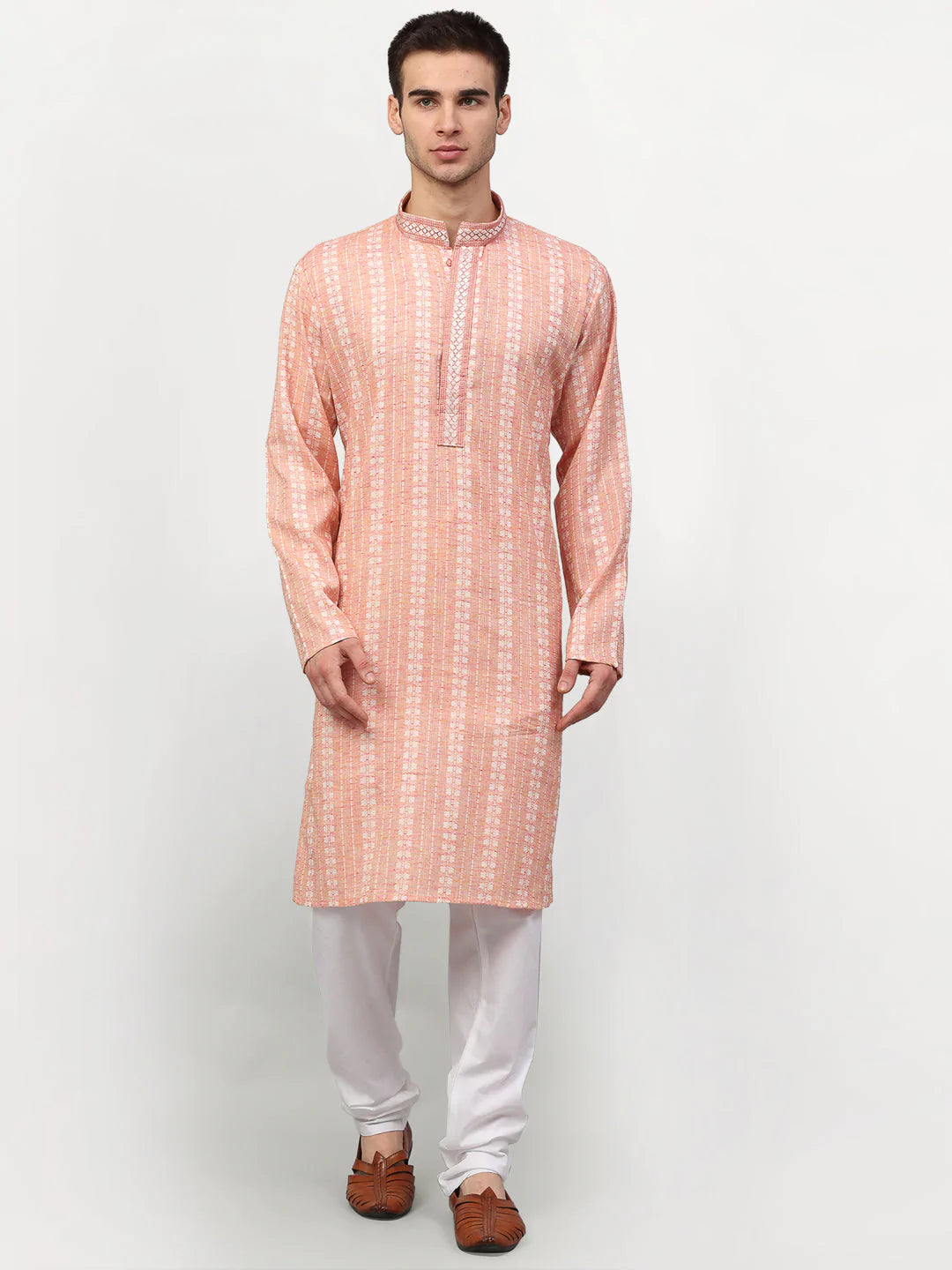Jompers Men's Pink Woven Kurta Only ( KO 642 Pink )