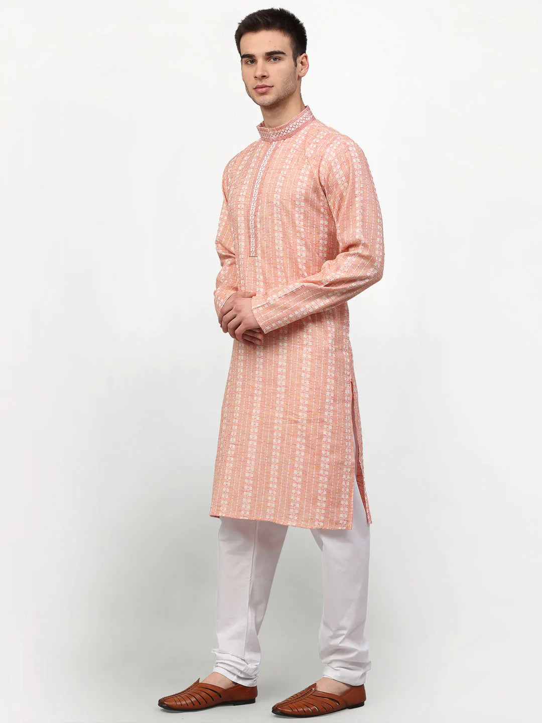 Jompers Men's Pink Woven Kurta Only ( KO 642 Pink )