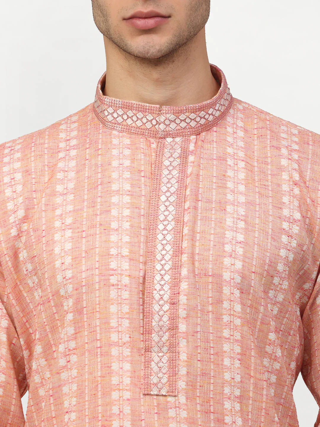 Jompers Men's Pink Woven Kurta Only ( KO 642 Pink )