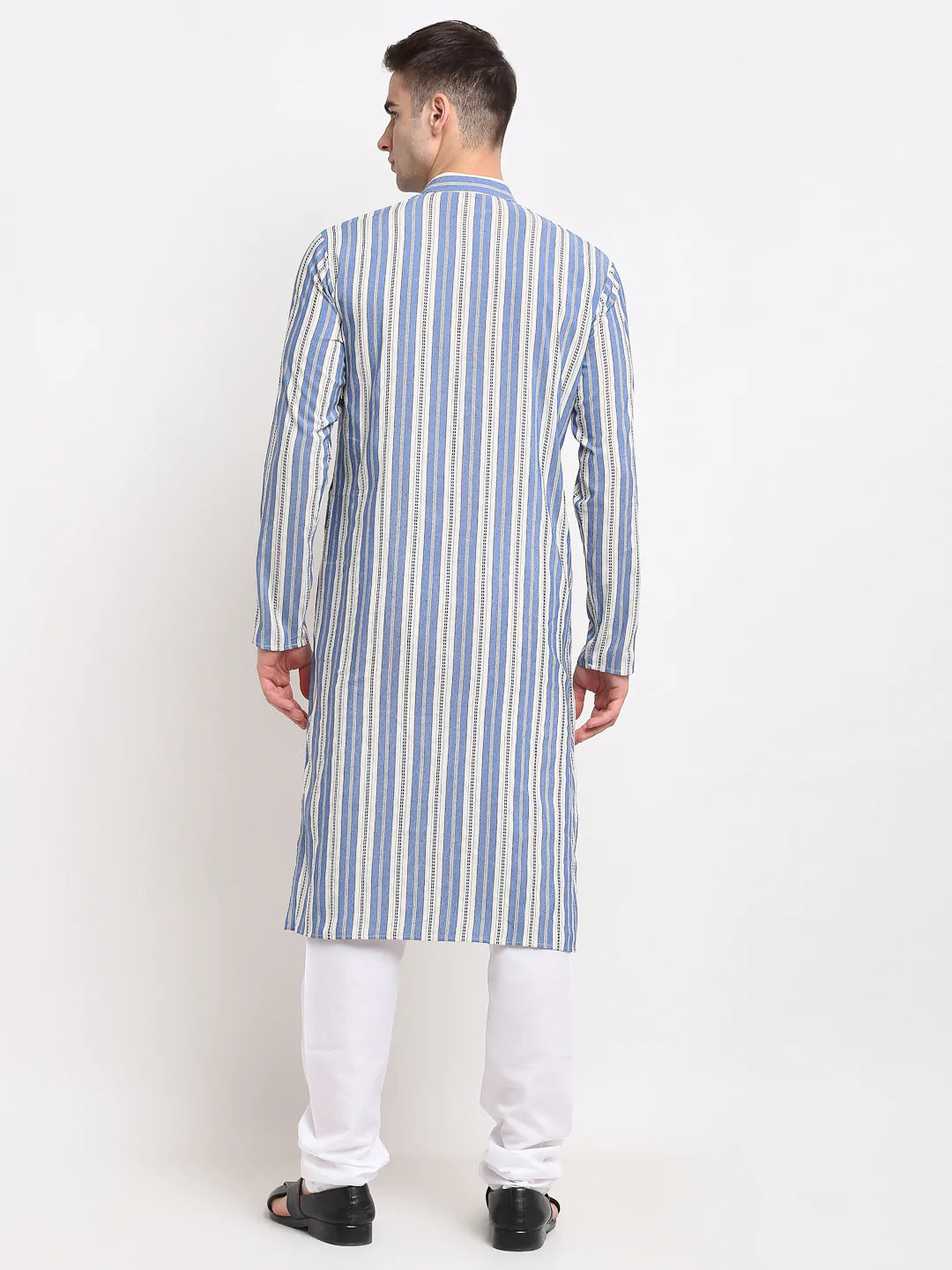 Jompers Men's Blue Cotton Striped Kurta Payjama Sets ( JOKP 643 Blue )