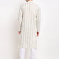 Jompers Men's Cream Cotton Striped Kurta Payjama Sets ( JOKP 643 Cream )