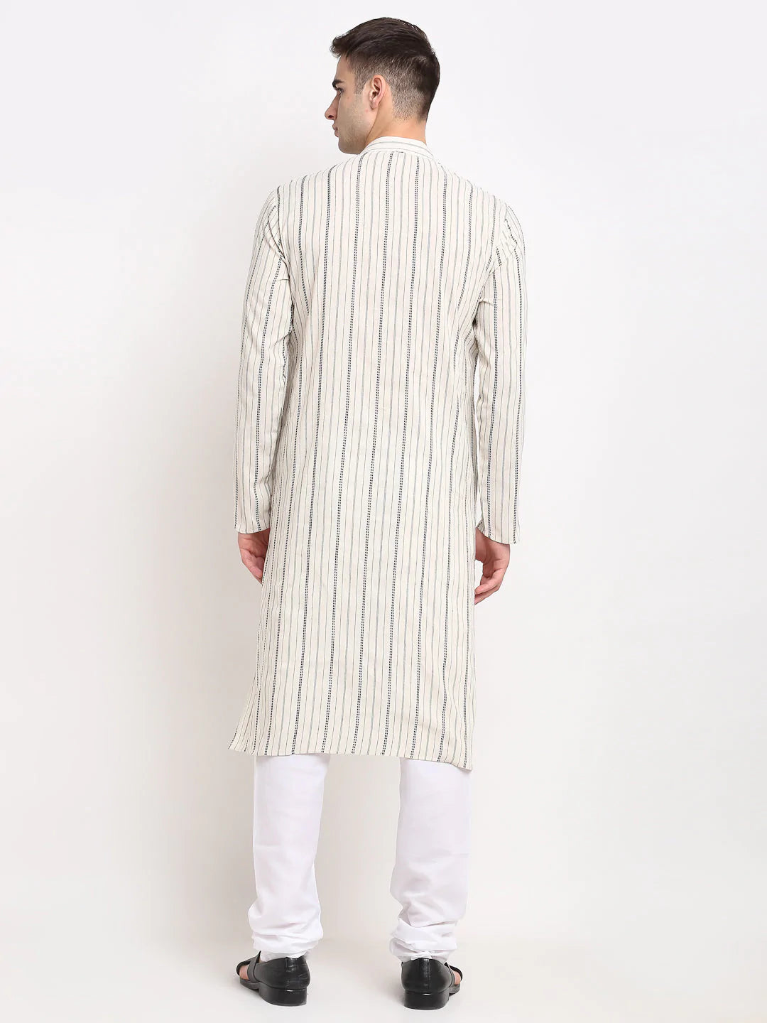 Jompers Men's Cream Cotton Striped Kurta Only ( KO 643 Cream )