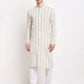 Jompers Men's Cream Cotton Striped Kurta Only ( KO 643 Cream )